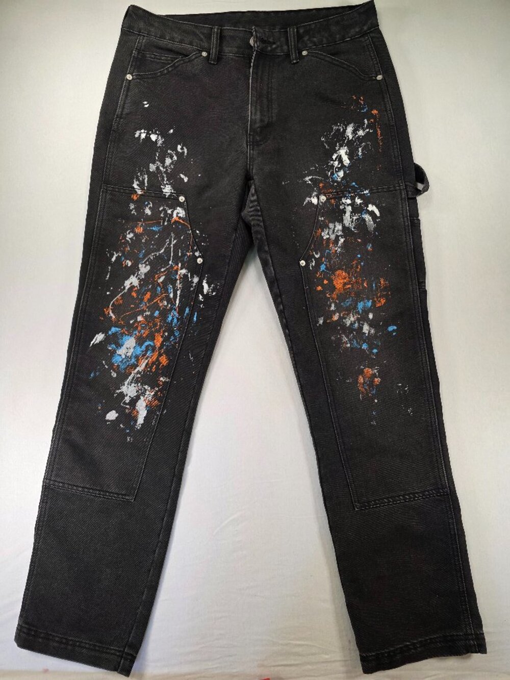 No Boundaries Mens Vintage 90s Faded Black Jeans w/Paint Splatters size 32x32